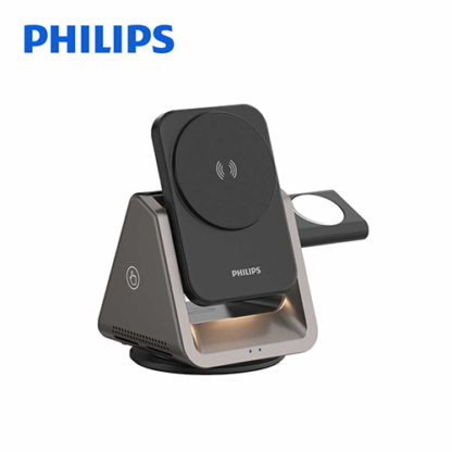 【Philips飛利浦】黑金剛 三合一磁吸充電座 DLK3540Q(1入/支援MagSafe/Apple Watch)